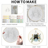 INFUNLY 4 Sets Cat Embroidery kit DIY Embroidery Kit for Beginners Cat Embroidery Set Plant Cats Cross Stitch Kit for Adults with Plastic Embroidery Hoops Threads and Instructions