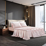 N\A HommxJF Blush Pink Satin Sheets Twin Size Sheets Set Silky Sheets, 3 Pieces Bedding Sheets & Pillowcases with 1 Flat Sheet + 1 Deep Pocket Fitted Sheet + 1 Pillowcase (Blush Pink, Twin) N\A
