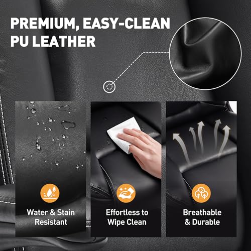 MALOL Ergonomic PU Leather Office Chair with Flip-Up Armrests & Reclining Backrest, 300lbs Thick Padded Seat Executive Desk Chair-Adjustable Height & Tilt Tension, Brown, Black MALOL