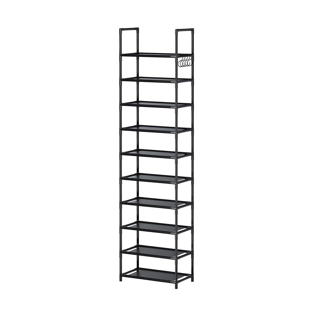 Cuandte 10 Tier Shoe Rack, Tall Narrow Shoe Rack for 20-25 Pairs of Shoes, Removable Stackable Metal Shoe Storage Rack, Non-Woven Fabric Shelves, Easy to Assemble, for Closet Entryway Bedroom Cuandte