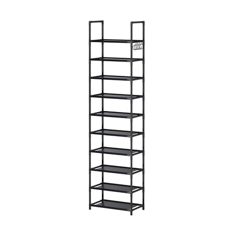 Cuandte 10 Tier Shoe Rack, Tall Narrow Shoe Rack for 20-25 Pairs of Shoes, Removable Stackable Metal Shoe Storage Rack, Non-Woven Fabric Shelves, Easy to Assemble, for Closet Entryway Bedroom Cuandte