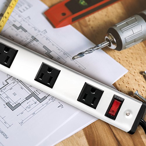 20 Outlet Heavy Duty Metal Socket Power Strip,15-Foot Long Extension Cord with Circuit Breaker. Mounting Brackets Included,Workshop/Industrial use,ETL Certified - WoodArtSupply