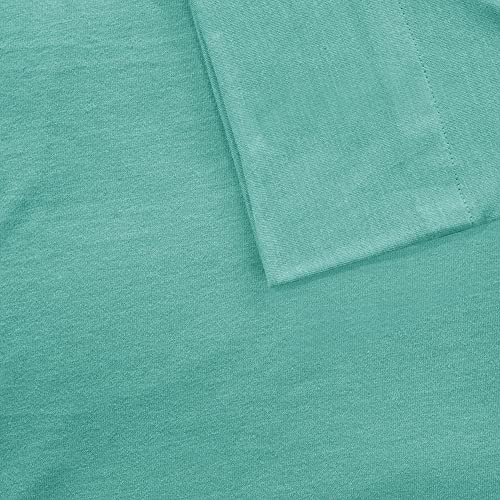 Intelligent Design Cotton Blend Jersey Knit Bed Sheet Set Wrinkle Resistant, Soft Sheets with 14" Deep Pocket, All Season, Cozy Bedding-Set, Matching Pillow Case, Queen, Aqua 4 Piece Intelligent Design