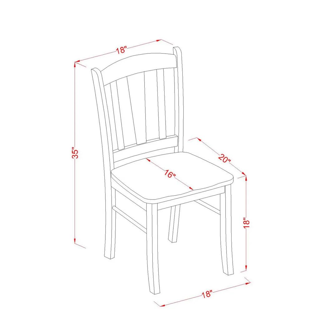 East West Furniture DLC-MAH-W Dublin Dining Chairs - Slat Back Solid Wood Seat Chairs, Set of 2, Mahogany East West Furniture