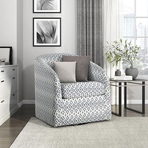 Lexicon Swivel Accent Chair, Fabric Barrel Chair with Solid Wood Frame and Metal Base, Upholstered Arm Chair, Swivel Sofa Chair Modern Reading Chair for Living Room/Office/Apartment, Multi-Color Lexicon