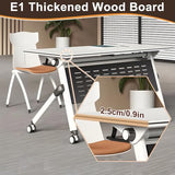 MOFGOE Folding Conference Table, Flip Top Training Table with Four Locking Wheels, Modular Office Desk with Strong Metal Frame, for Office, Conference Room, School,1 Pack,63 * 24 * 30in MOFGOE