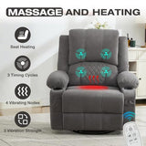 4-Points Kneading Massage Rocker Recliner Chair with Seat Heat for Adults,Oversized Swivel Recliner with 2 Cup Holders,4 Pockets,Remote Control for Living Room MAHOMICO