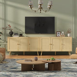 IDEALHOUSE 47.2" Rattan Sideboard Buffet Cabinet with 3 Doors, Boho Storage Cabinet with Adjustable Shelves, Console Table for Living Room, Dining Room, Entryway, Coffee Bar IDEALHOUSE