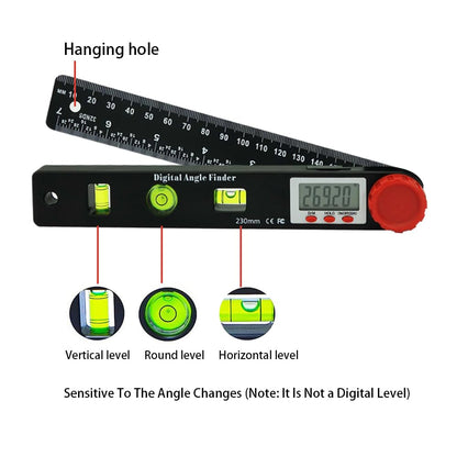 NORTOOLS Digital Angle Finder Protractor,7inch 0-360 degree LCD Digital Protractfor Angle Finder Ruler, Angle Measuring Tool for Woodworking/Carpenter/Construction/DIY Measurement - WoodArtSupply