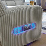 Signature Design by Ashley Broad Cove Modern Power Reclining Loveseat with Console, Adjustable Headrest and LED Lights, White Signature Design by Ashley