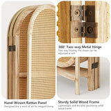 Aletheiawu Room Divider and Folding Privacy Screen 5.6 Ft Rattan Room Divider with Double Hinges, Foldable Wood Partition Screen, Freestanding Wall Divider for Room Separation Home - 4 Panel Natural Aletheiawu