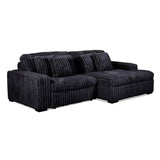 Pemberly Row 113" W Corduroy Fabric Cloud Convertible Sectional Deep Seat Sofa Slider with Power Recliner Glider, USB Charging Ports, and 6 Cushions in Presley Charcol for Living Room Pemberly Row
