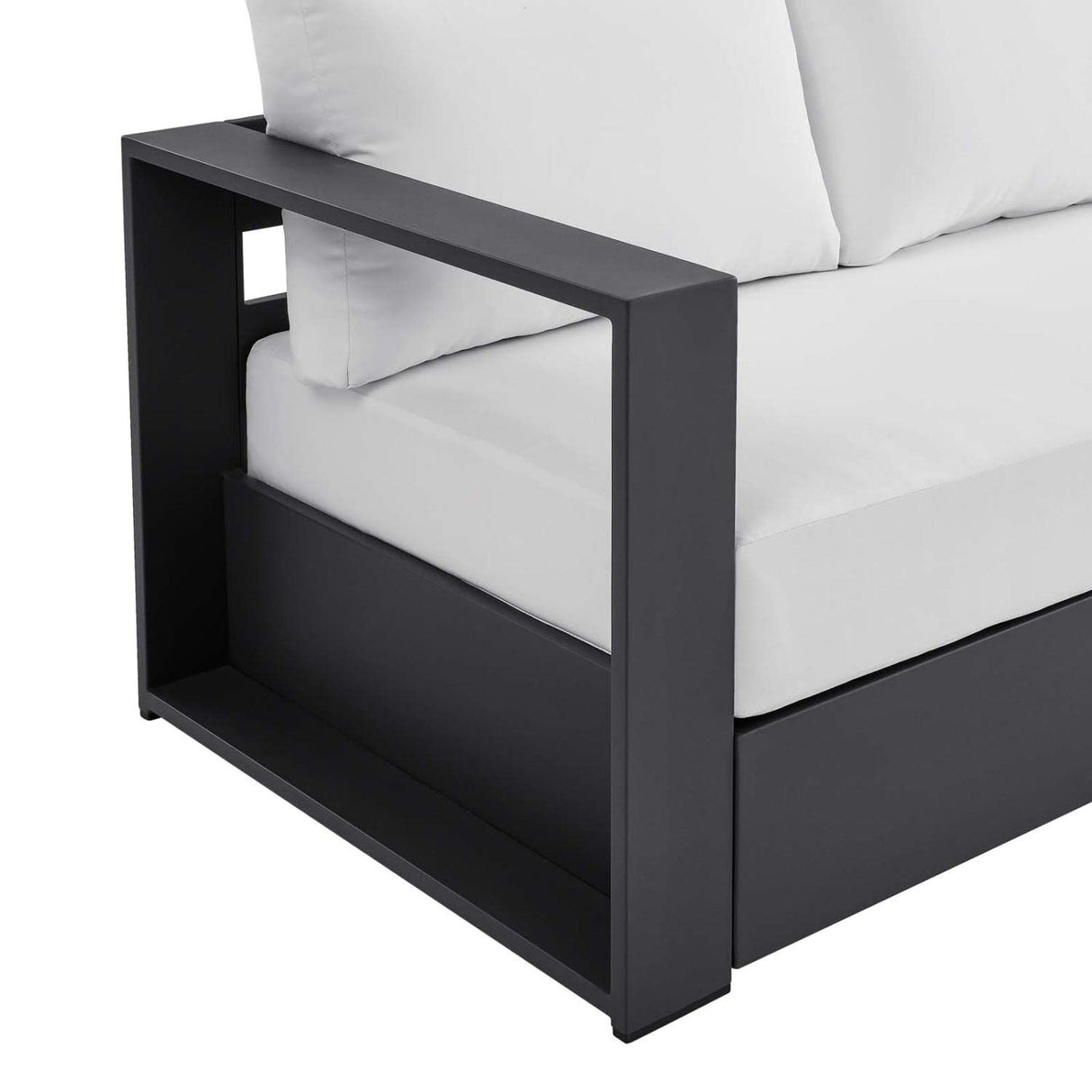 Modway Tahoe Aluminum Outdoor Patio Sofa in Gray White Modway