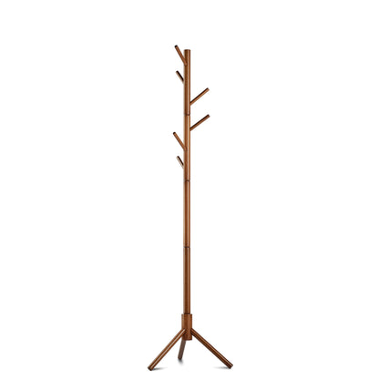 MELDEVO Wooden Tree Coat Rack Stand, 6 Hooks - 3 Adjustable Sizes Free Standing Coat Rack, Hallway/Entryway Coat Hanger Stand for Clothes, Suits, Accessories