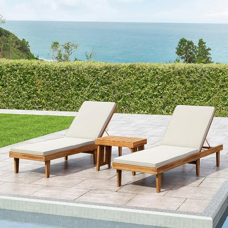 Christopher Knight Home 309784C Shane Chaise Lounge Cushion Outdoor Set of 2 with Removable Cover, 2 Piece Water-Resistant Lounge Chair Cushion 78.75" L x 23.75" W x 1.5" H Cream Christopher Knight Home