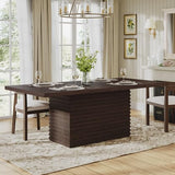 Rectangular Dining Table for 6-8 People, 84 in Long Kitchen Table with Sturdy Wooden Base & Espresso Finish Merax