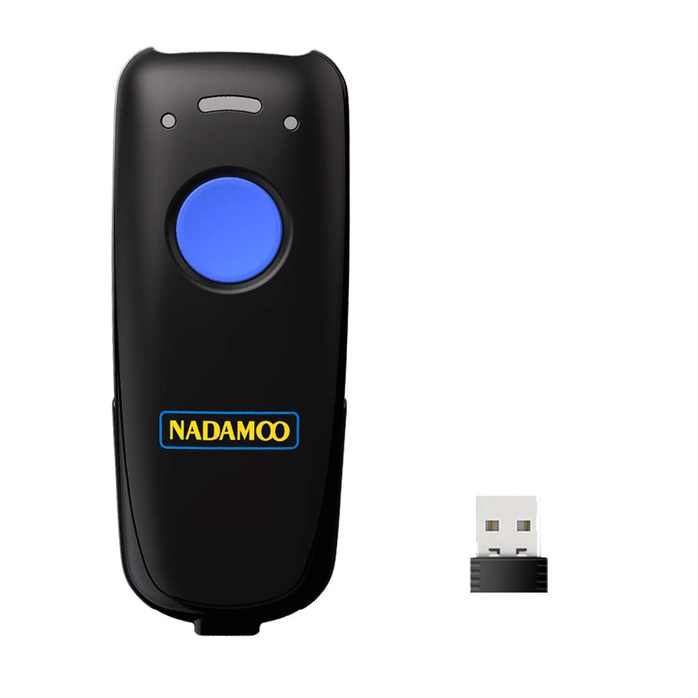 NADAMOO Wireless Barcode Scanner Compatible with Bluetooth Function, 2.4G Wireless & Wired 3-in-1 Bar Code Scanner Portable USB CCD Reader, Work with iPhone iPad Android Windows Mac OS-Dark Blue NADAMOO