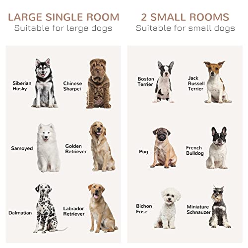 PawHut Dog Crate Furniture with Divider, Dog Crate End Table for Small to Large Dogs, Large Indoor Dog Kennel with Double Doors, 47" W x 23.5" D x 35" H, White PawHut