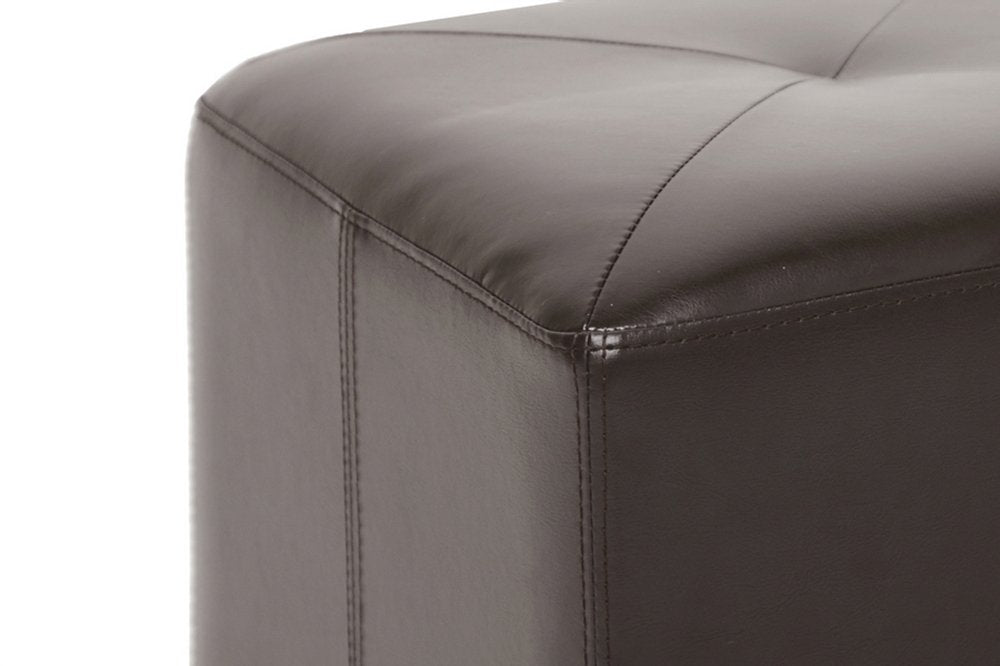 Baxton Studio Brown Lave Cube Shaped Bonded Leather Ottoman, Small Baxton Studio