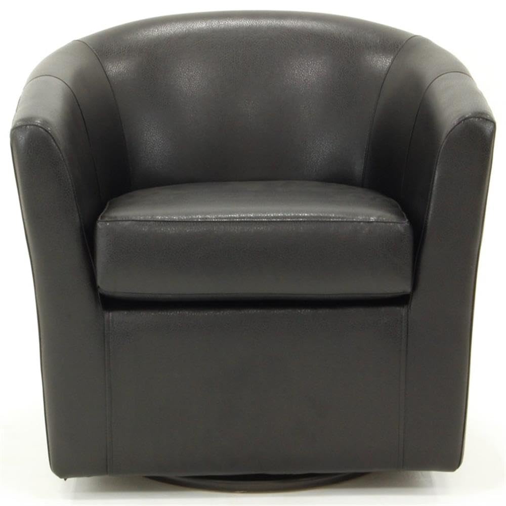 Pemberly Row Traditional 19" H Faux Leather Swivel Club Chair in Black Pemberly Row