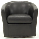 Pemberly Row Traditional 19" H Faux Leather Swivel Club Chair in Black Pemberly Row