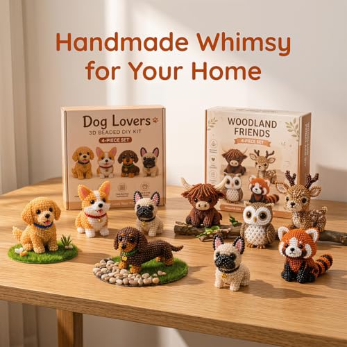 Zoxksho Beaded Animal Kit - Tiny 3D Beaded Animal DIY Kit, Embroidery Making Kit for Beginners for Adults with Instructions, Storage Box (Bouquet 02)