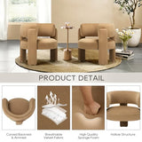 COLAMY Modern Velvet Accent Chairs Set of 2, Upholstered Barrel Chairs, Comfy Side Arm Chairs with 3 Legs for Living Room, Bedroom, Reading, Khaki COLAMY