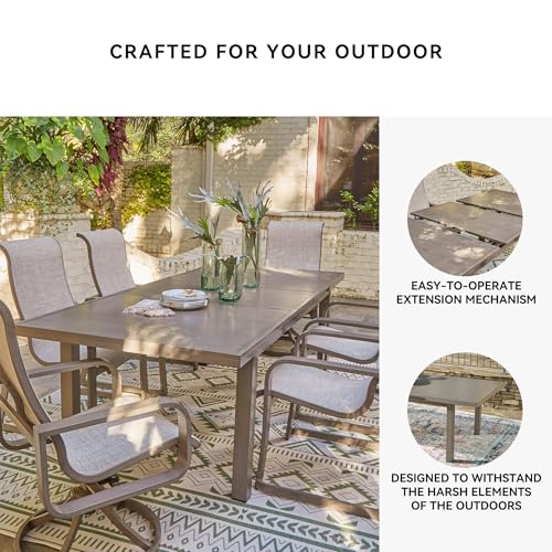 Signature Design by Ashley Beach Front Contemporary Outdoor Dining Extension Table, Light Brown Signature Design by Ashley