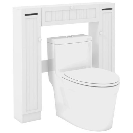 Giantex Over The Toilet Storage Cabinet with 2 Doors and Adjustable Shelves, Space-Saving Rack Bathroom Shelf with Paper Holder, Freestanding Bathroom Storage Over The Toilet for Small Space, White Giantex
