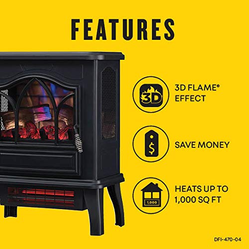 duraflame® 3D Infrared Quartz Electric Fireplace Stove Heater, Black Duraflame
