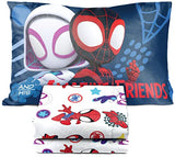 Jay Franco Marvel Spidey and His Amazing Friends Team Spidey 4 Piece Toddler Size Bed Set – Super Soft Microfiber - Includes Comforter & Sheet Set Bedding (Official Marvel Product) Jay Franco