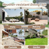 VilroCaz 6-Person Acacia Wood Outdoor Dinning Set, All-Weather Outdoor Round Dining Table with Umbrella Hole and 6 Cushion Chairs for Patio Backyard Garden VilroCaz