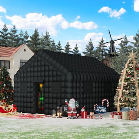 EROMMY 20x16.5x12 FT Large Black Inflatable Nightclub, Blow Up Party Tent Portable with 950W Blower, Disco Night Club Tent for Adult Birthday Party Business Rental EROMMY