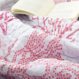 weigelia Coastal Quilts Bedding Set Twin Size - Pink Summer Nautical Bedding Quilt with Pillow Cases, Beach Reversible Quilt Set Bedspreads Coverlet Soft Lightweight Comforter weigelia