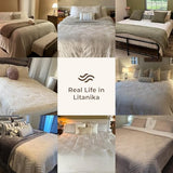 Litanika Queen Comforter Set Beige, 3 Pieces Cream Tufted Boho Farmhouse Bedding Comforter Sets, Lightweight Fluffy Comforter Bed Set for All Season (90x90In Comforter and 2 Pillowcases) Litanika