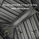 Domi Hardtop Gazebo 10x14FT, Aluminum Outdoor Gazebo with Galvanized Steel Double Roof Canopy, Curtains and Netting Included, Metal Gazebo Permanent Pavilion for Patio, Lawn, Garden, Gray domi outdoor living