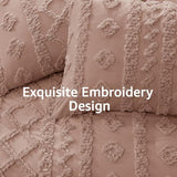 WRENSONGE Full Size Comforter Set with Sheets - 7 Pieces Rusty Pink Tufted Bed in a Bag Full Shabby Chic Bedding Sets with 1 Comforter, 2 Sheets, 2 Pillowcases & 2 Shams WRENSONGE
