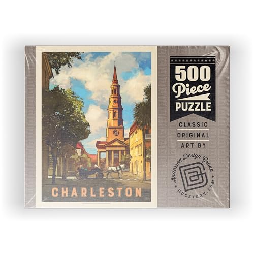 MyPuzzle Charleston, South Carolina: St Philip's Church, Vintage Poster - Premium 500 Piece Jigsaw Puzzle for Adults MyPuzzle.com