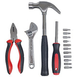 15-Piece Tool Set - Household Tool Kit with Hammer, Multi-Bit Screwdriver Set, Pliers, Wrench- Tools and Equipment for DIY Projects by Stalwart (Red) Stalwart