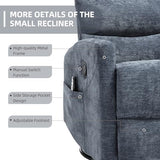 PELUMY 360° Swivel Rocker Recliner with Heat & Vibration Massage, Glider Rocking Chair for Adults, Compact Recliner for Living Room, Small Spaces, Nursery, Bedroom (Chenille, Blue)