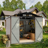 Aoxun Outdoor Storage Shed, 6.4x4 FT, Garbage Can,Outdoor Metal Shed for Tool,Garden,Bike, Brown Aoxun