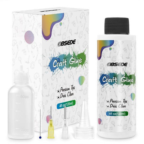 OBSEDE Art Craft Glue Quick Dried Clear Adhesive Refill Bottles with Fine Tip Liquid Precision Quilling Supplies Scrap Kits Tools Applicator for Decoupage Paper Card Making 4 Fl.oz OBSEDE