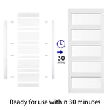 BARNSMITH 30in x 84in Glass Barn Door with 5FT Sliding Door Hardware Kit Included & Handle & Lock,5-Panel Frosted Glass Barn Door Solid Wood Water-Proof PVC Surface,Pre-Drilled Easy Assembly,White BARNSMITH