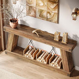 Tribesigns 70.9" Farmhouse Console Table, Long Sofa Table Behind Couch with Storage, Narrow Wooden Console Station, Industrial Rustic Entryway Furniture for Hallway, Entry, Living Room, Brown Tribesigns