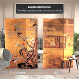 Oriental Furniture 6 ft. Tall Double Sided Chinese Landscapes Canvas Room Divider,Brown Red Lantern