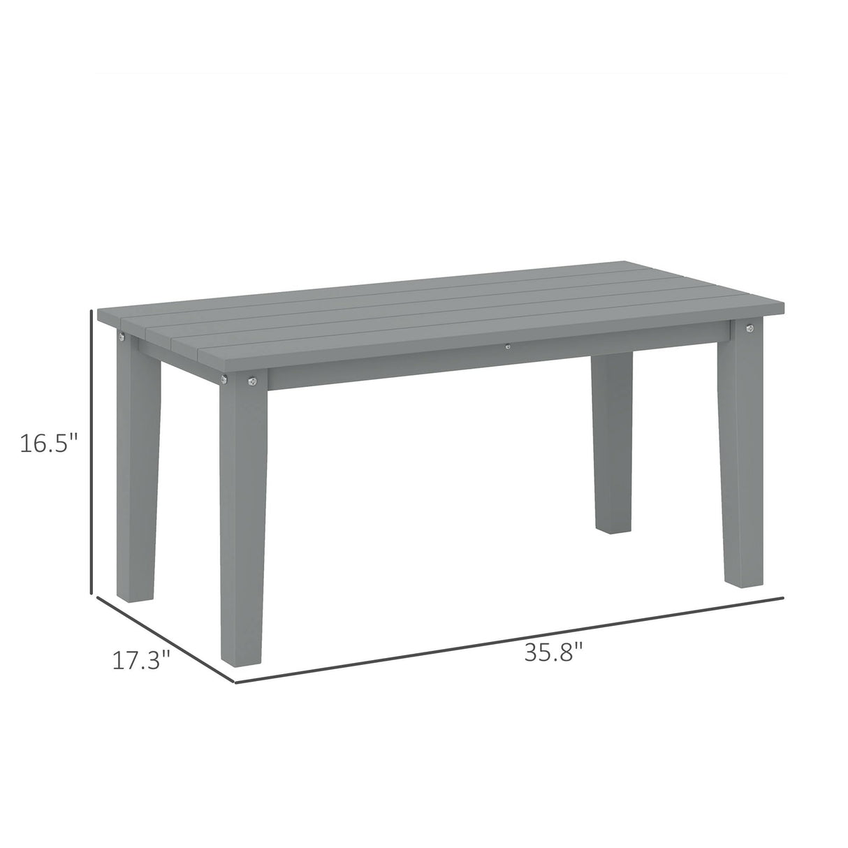 Outsunny HDPE Outdoor Coffee Table, All-Weather Rectangle Patio Coffee Table, Plastic Outdoor Patio Table with Slatted Tabletop for Garden, Balcony, Backyard, Gray Outsunny