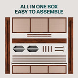 Bme Nancy Dark Chocolate King Bed Frame with Geometric Headboard – Mid Century Modern Solid Acacia Wood Design Bme