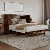 AFI, Tucson Queen Wood Murphy Bed Chest with 6" Mattress, Storage Drawer & Built-in USB Charger, Walnut AFI