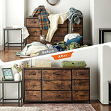 EnHomee Dresser TV Stand with Drawers, Media Console Table for 60 '', TV Console with 9 Drawers for Bedroom, Entertainment Center with Sturdy Metal Frame & Wood Top,Living Room,Closet, Rustic Brown EnHomee