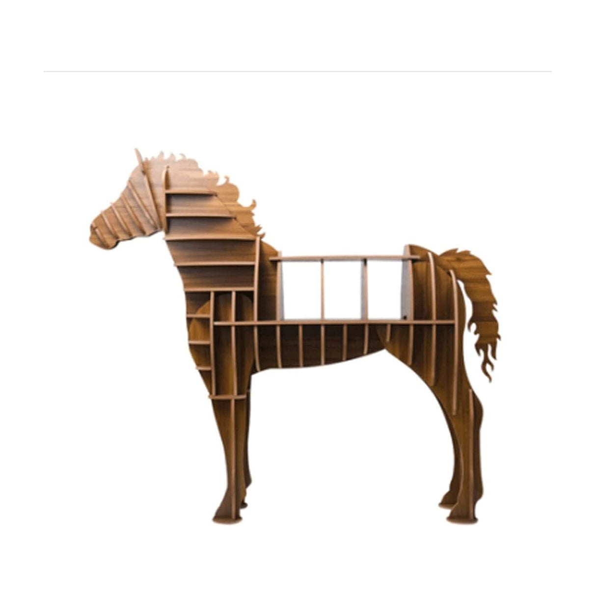 Rieort Fashion Bookshelf Solid Wood Bookshelf Horse Shaped Bookcase Creative Storage Display Cabinet Bookshelves Large Capacity Design Rack Bookcase not Shaking Rieort